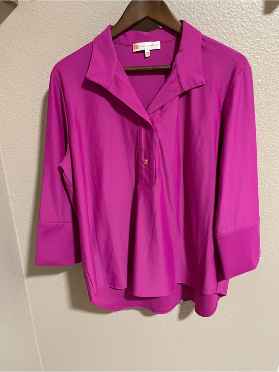 Jude Connally Tops - Jude Connally Vibrant Fuchsia Collared Pullover Blouse